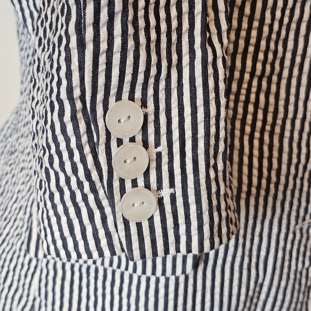 Sandro Seersucker Stripe Summer Blazer Womens Size S 100% Cotton Preppy Academia - Picture 9 of 15